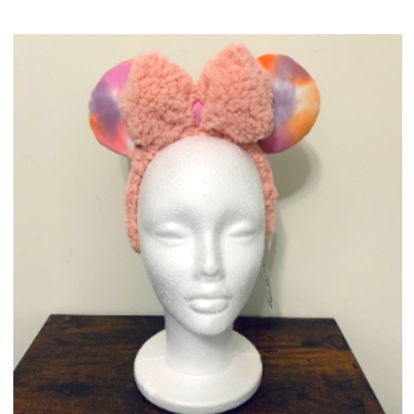 Disney Parks Fuzzy Sharpa Pink Tie Dye Minnie Mouse Ears Headband 2022 - Picture 3 of 5